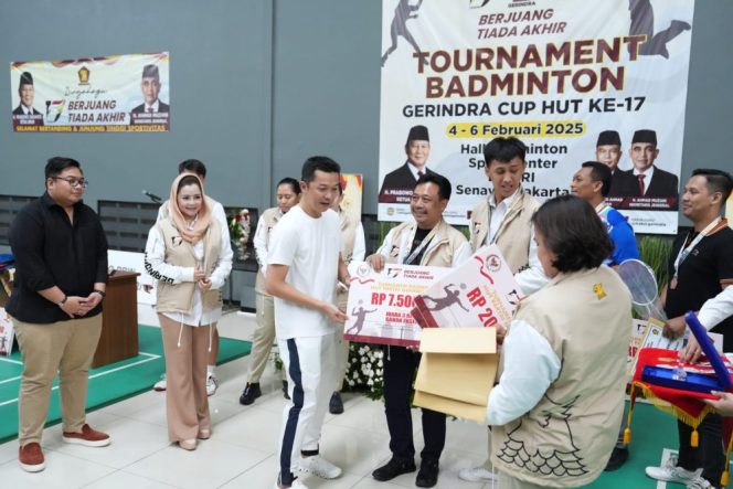 Wamenpora RI Taufik Hidayat Apresiasi Turnamen Badminton ‘Gerindra Cup’