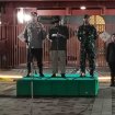 Wali Kota Cimahi Ngatiyana saat pidato apel Siaga Penerapan Jam Malam sekaligus pelepasan Satgas Pemberantasan Premanisme di Lapangan Kantor Pemkot Cimahi.