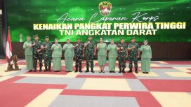 Kegiatan Laporan Korps Kenaikan Pangkat 65 Perwira Tinggi (Pati) yang dipimpin secara langsung oleh Kepala Staf Angkatan Darat (Kasad) Jenderal TNI Maruli Simanjuntak, M.Sc.