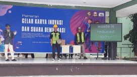 Gelaran karya inovasi dan suara demokrasi SMKN 13 Bandung guna memilih ketua OSIS.