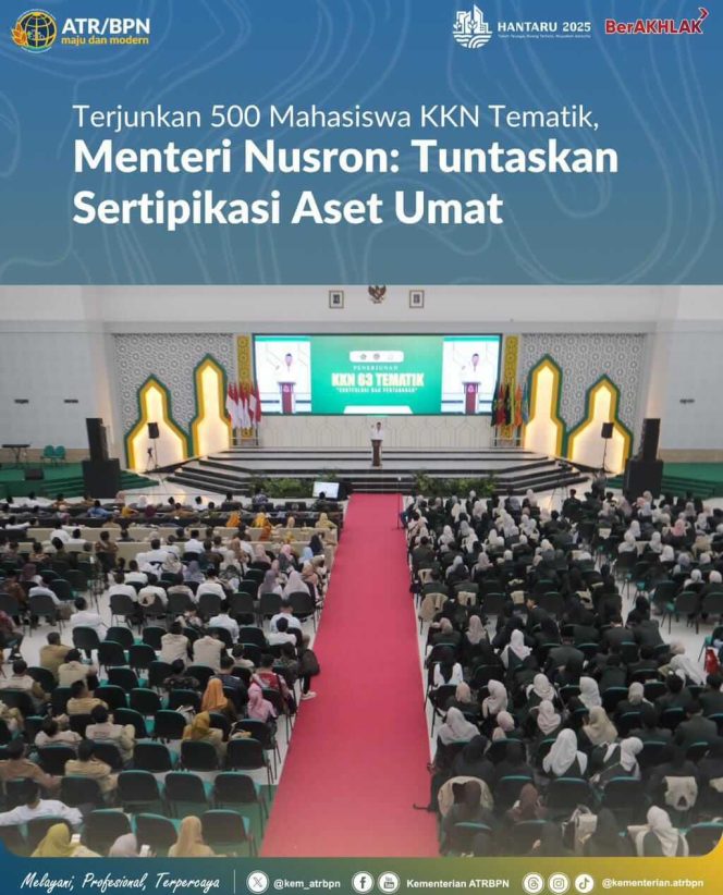 Terjunkan 500 Mahasiswa KKN Tematik, Menteri Nusron: Tuntaskan Sertipikasi Aset Umat