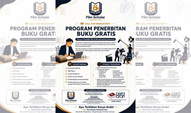Program Penerbitan Buku Gratis bagi guru, praktisi, peneliti, dan pendidik di bidang film dan broadcasting.