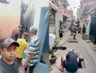 Warga RW 14 Kelurahan Babakan Sari menggelar kegiatan kerja bakti bersama di lingkungan RW 14.