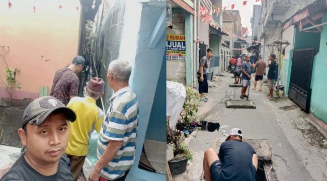 Warga RW 14 Kelurahan Babakan Sari menggelar kegiatan kerja bakti bersama di lingkungan RW 14.