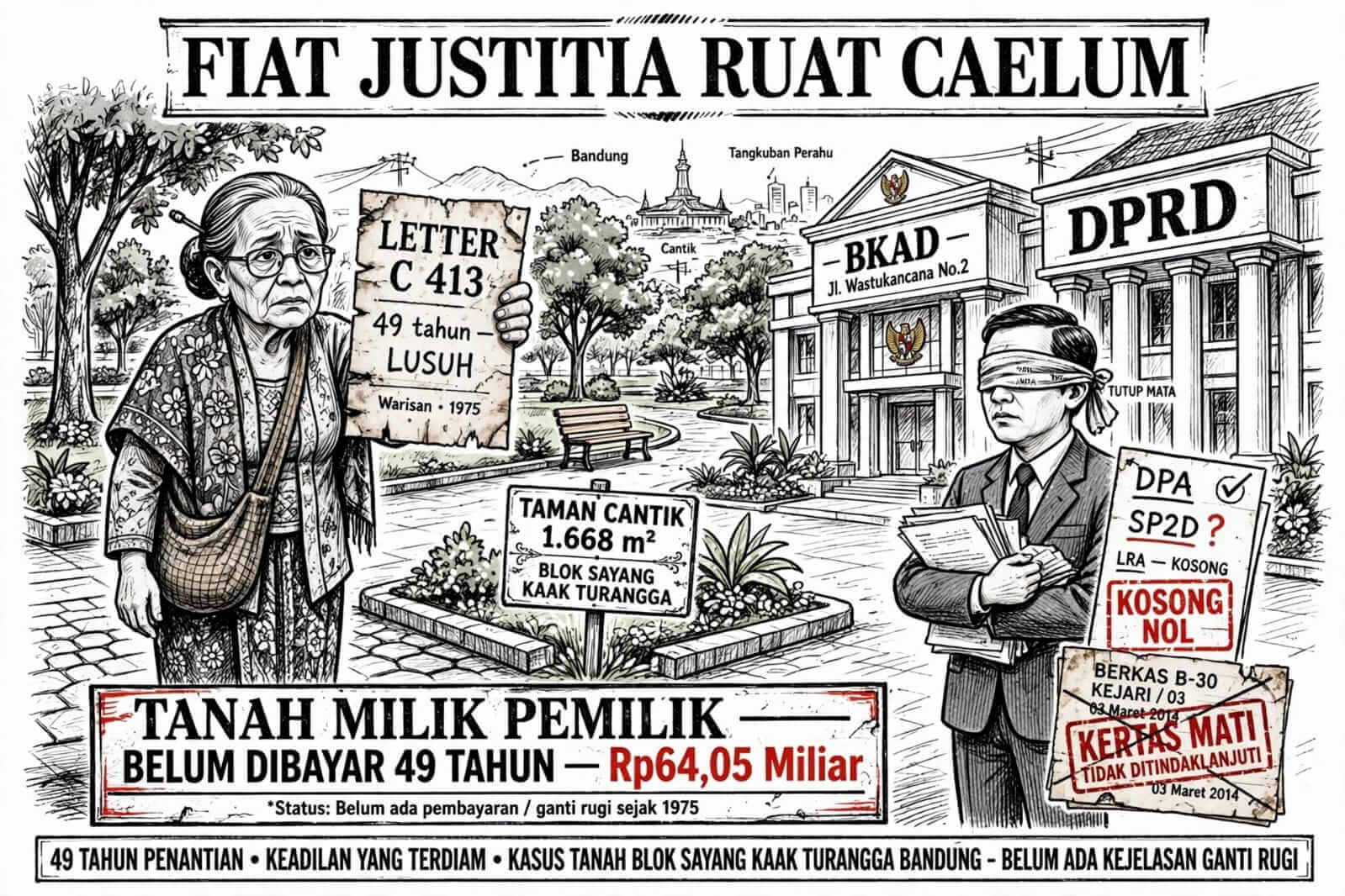Ilustrasi penyelesaian lahan Letter C 413 Blok Sayang Kaak seluas 8.544 meter persegi yang disebut belum tuntas selama 49 tahun.